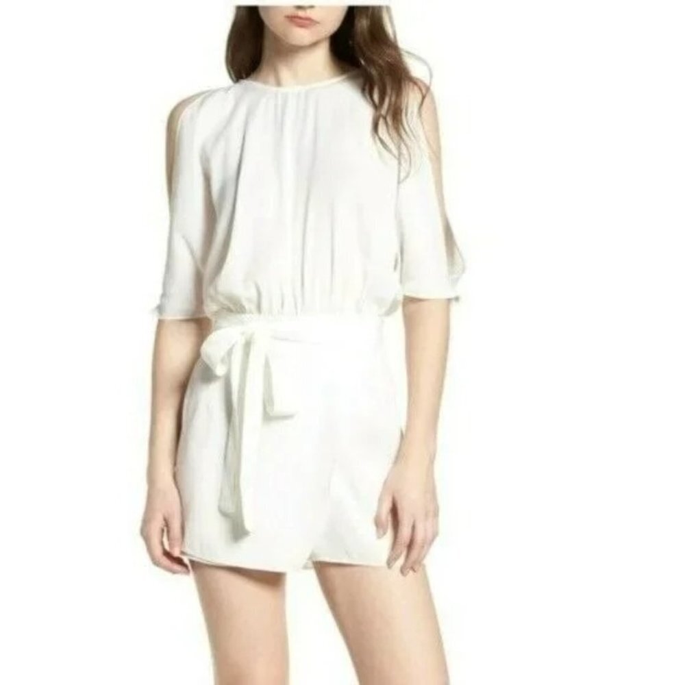 Bishop + Young Jet Set Cold Shoulder White Romper XS